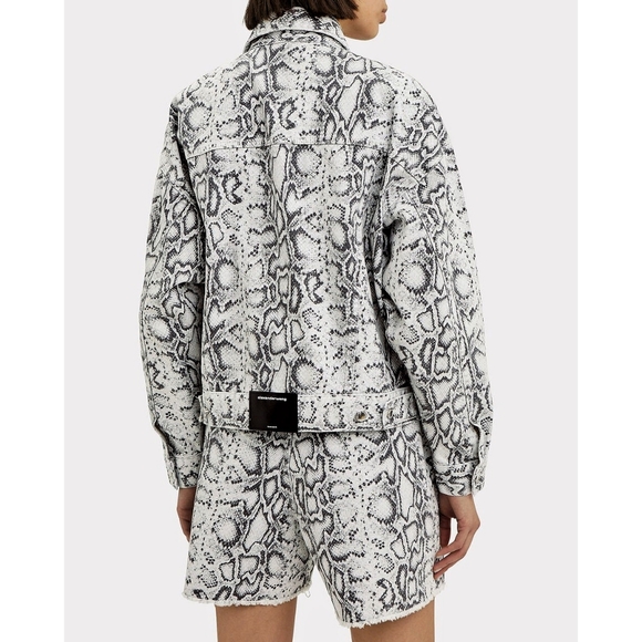 Alexander Wang Game Snake Print Casual Oversized Denim Jacket - Picture 10 of 10